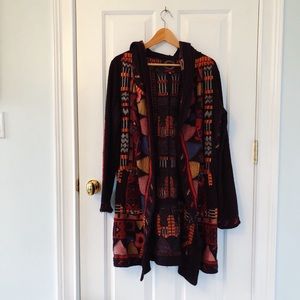 Black Embroidered and Hooded Sweater